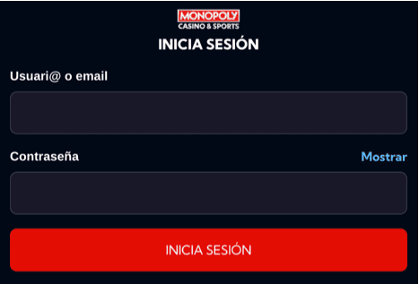 Registration at Monopoly casino